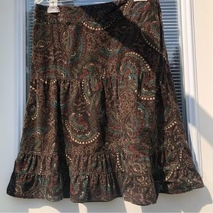 Loft multi color tiered corduroy skirt, sz8, good used conditioned, wear now!